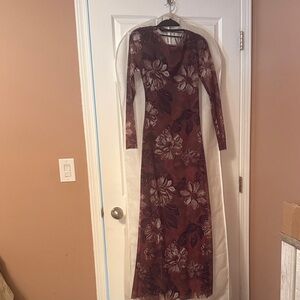 Zara Burgundy Floral Maxi Dress